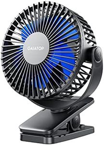 Gaiatop Portable Clip on Fan Battery Operated, Small Powerful USB Desk Fan, 3 Speed Quiet Rechargeable Mini Table Fan, 360° Rotate Personal Cooling Fan for Home Office Stroller Camping Black Blue