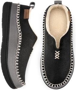 EverFoams Men's Micro Suede Memory Foam Moccasin Slippers with Fuzzy Sherpa Lining and Anti-skid Sole Black Size 9 UK