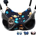 FULUE Ferret Rat Hammock Bed Nation Cage Accessories Kit Set Staff House and Hideouts Cave for Guinea Pig Ferret 13.8inch (Black Galaxy)