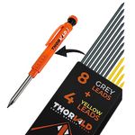 THORVALD 12 Leads Carpentry Pencil - Incl. 8 Grey + 4 Yellow - Strong 2.8 mm Leads for Mechanical Pencils/Wood - Metal - Concrete - Tile