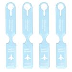 Storite 4 Pack Luggage Tags PVC Luggage Labels for Suitcases with Name Address Phone Number Labels Travel Tag for Baggage Identity ID Labels - Sky Blue