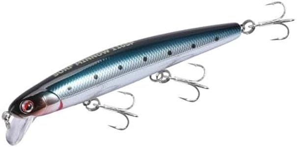 LITTMA-California Surf Fishing, Surf Minnow 110, LITTMA Saltwater Jerkbait Crankbait Surf Flash Fishing Salt Pro Lure Minnow 110, Metallic Sardine Super Glow, Halibut Striper Fishing Lures