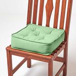 HOMESCAPES Dark Green Dining Chair Booster Cushion Large Firm 40 cm Square Seat Pad with Supportive 10 cm Thick Lift Soft Touch Cotton Cushion For The Elderly, Post-Operative and Pregnancy