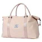 Travel Gym Bag for Women, LANBX Tote Bag Carry on Luggage Sport Duffle Weekender Overnight Bags with Wet Pocket (Beige)