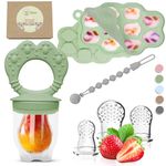 O’doe Silicone Baby Food Feeder & Popsicle Molds with 1 Clip, 1 Pack Freezer Tray with Lid, 1 Breastmilk Popsicle Molds for Teething Relief, BPA Free, Includes 3 Extra Food Pacifiers & Teething Toys