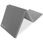 ProsourceFit Vinyl Tri-Fold Folding Thick Exercise Mat 6'x2' with Carrying Handles for MMA, Gymnastics Core Workouts, Grey