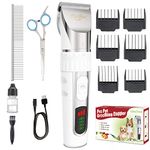 LiteBee Professional Dog Grooming Kit, 2200mAh Rechargeable, Cordless, 3-Speed Pet Grooming Clippers & Complete Set of Dog Grooming Accessories (White)