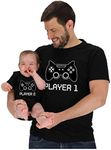 Tstars Gamer Dad and Son Matching Shirts Fathers Day Player 1 & 2 Daddy and Me Outfits Dad Black Large/Baby Black 6M (3-6M)