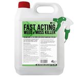 Elixir Gardens 4 Litre Strong Fast-Acting Weed & Moss Killer with Spray Head & Hose | Glyphosate-Free, Natural & Organic Ready-to-Use Formula (60g/l Acetic Acid) Weed Killer | Results in 24 Hours