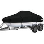 Morhept Waterproof Trailerable Boat Cover, Upgraded Tracker Bass Boat Cover for Mooring Towing, All-Weather Protection Heavy Duty Boat Covers, Fits 23-24 feet Runabout, V-Hull, Tri-Hull, Black