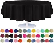 Grandipity Black 84" Decorative Round 12 Pack Premium Disposable Plastic Tablecloth 84 Inch Decorative Round Table Cover