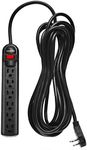 Digital Energy 6-Outlet Surge Protector Power Strip with 15 Foot Long Extension Cord, Black, Flat Plug, ETL Listed/UL Standard