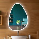Sunsyze Glass Led Mirror For Bathroom, Washbasin And Office, 18X24 Wall Mounted Elliptical Mirror With Led/3 Color Light (Warm, White & Natural Light) Brightness Adjustable