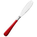 TOMATUS® 3 in 1 Stainless Steel Serrated Edge Butter Knife for Bread Butter Cheese Jam Slicer, Pack Of 1, (Silver-Red)