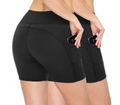 ALWAYS 3 Pack Yoga Shorts – Buttery Soft Slip Shorts for Women, Sbk5-1170 2p Black/Black, XXX-Large