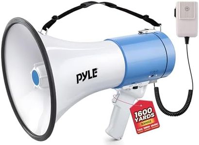 Pyle Megaphone - Portable PA Bullhorn - Built-in Siren, 50W Adjustable Volume Control in 1600 Yard Range, Ideal for Any Outdoor Sports, Cheerleading Fans & Coaches Or Safety Drills