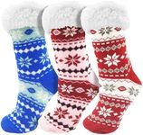 Sherpa Lined Slipper Socks, 3 Pairs
