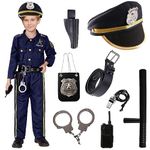 Police Cosplay Costume for Kids with Accessories, Police Cosplay Costume Set for Boys Girls Halloween Party