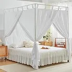 AIKASY White Canopy Bed Curtains wi