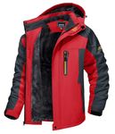 TACVASEN Winter Coat for Men Ski Jacket Waterproof Fleece Snowboarding Jacket Outdoor Jackets Parka Cold Weather Coats with Hoodie with Multi-Pockets Red
