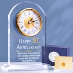 OkiyiD 50th Anniversary Wedding Gift, Anniversary Quartz Clock, Desk Table Clock, 50 Years of Marriage, Golden Wedding for Couple, Parents, Grandparents (50th Anniversary