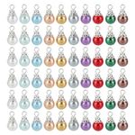 GOMAKERER 200 Pcs 10 Color Round Pearlized Glass Pearl Charms, Assorted Colors Imitation Pearl Charms with Silver Bead Cap Glass Pearl Pendants for Jewelry Making Necklace Earring Accessory