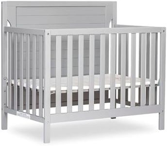 Dream On Me Bellport 4 in 1 Convertible Mini/Portable Crib in Pebble Grey, Non-Toxic Finish, Made of Sustainable New Zealand Pinewood, with 3 Mattress Height Settings