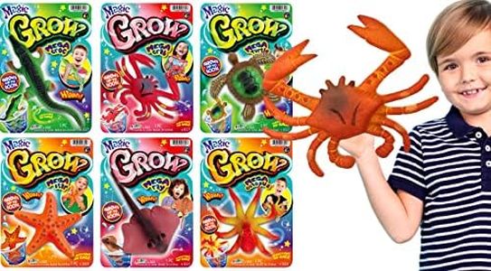 JA-RU Magic Grow Sea Creatures (6 Pack Assorted) Grow Toy Game Favor and 1 Collectable Bouncy Ball Item #302-6slp