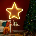 Gesto Star Neon Sign - LED Neon Strip Rope Lights for Home Decor | IP65 Waterproof Neon Signs for Diwali Decoration,Christmas Decoration,Birthday Decor, Indoor Outdoor | Electric AC Plug (Warm White)