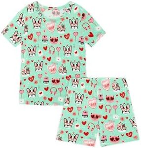 EASWEET Bamboo Viscose Toddler Girls Pajamas Short Set 2-6Y,Puppy,5T