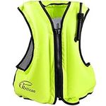 Rrtizan Snorkel Vest Adults Inflatable Swimming Life Jacket for Kayaking Diving Snorkeling Safety (Green, L-XL)