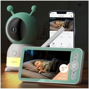 Boifun 2K 2.4GHz WiFi Baby Monitor, Phone App & 5'' Screen Control, Smart Night Light, Night Vision, Cry Motion Sound Detect, 360° Camera, Smartphone, PTZ, Auto-tracking, Humidity Temperature, 4X Zoom