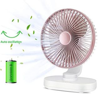 Hoteon Table Fan, 4000mAh USB Rechargeable Desk Fan, 4 Speeds Oscillating Air Cooling, Type C Input Quiet Personal Small Cooler for Home Office Bedroom - Rose Gold