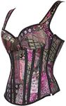 Hengzhifeng Gothic Corset Tops for Women Brocade Bustiers with Shoulder Strap (AU 22-24,Purple)