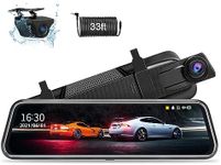 Upgraded 10'' Rear View Mirror Camera Mirror Dash Cam Front and Rear 1080P Backup Camera Full Touch Screen w Loop Recording, G-Sensor Night Vision 170° Wide Angle