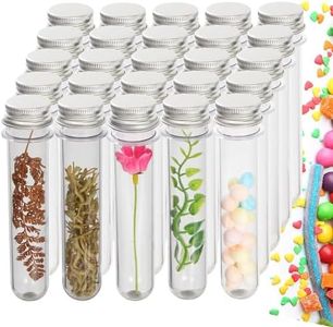KAHEIGN 60 Piezas Tubos de Ensayo de Plástico con Gorras, 45ml Tubos Transparentes de Sal de Baño Tubos de Caramelo de Gumball Tubo de Viales Envase para Flor Especias Dulces Vaso Rosario Líquido