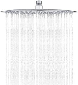 Ibergrif Tete de Douche Inox - Douche Economie d'Eau, Pommeau de Douche Ronde 30CM, Tete de Douche Pluie Universelle Filetage 1/2 Pouce, Rotatif 360°, Inclinable 30°, Facile à Installer et à Nettoyer