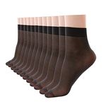 HA WA 12 Pairs Women's Ankle High Sheer Pop Nylon Socks, 20D Transparent Comfortable Silk sheer Socks (Black)