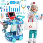 Doctor Kit for Toddlers 3-5 Toddler Doctor Play Set for 2 3 4 5 Year Old Girls Dress Up Toys with Cart and Costume Stethoscope Dentist Vet Kids Pretend Play Girls Toys Birthday Gifts