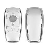 kwmobile Key Cover Compatible with Mercedes-Benz Smart Key Car Key (only Keyless) - Soft TPU Car Key Fob Protector Case - Silver Matte
