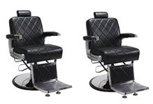 Barber Chair Black 2 King Heavy Duty Hydraulic Recline Barber Shop Salon Furniture