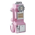 Ryan Bros. American Retro 1950's Payphone with Coin Bank Wall-Mount Corded Phone (Pink)