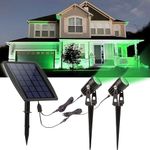 DLLT LED Solar Spotlights Outdoor, 2-in-1 Solar Landscape Spotlights IP65 Waterproof, 9.8ft Cable 2-in-1 Solar Powered Lights, Auto On/Off for Garden, Yard, Driveway, Lawn, Green Lighting