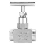 Oumefar Straight Needle Valve Stainless Steel High Pressure Needle Valve Female Thread Shut-Off Needle Valve(1/2”)