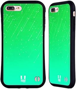 Head Case Designs Green Neon Rain Ombre Hybrid Case and Matching Wallpaper Compatible with Apple iPhone 7 Plus/iPhone 8 Plus