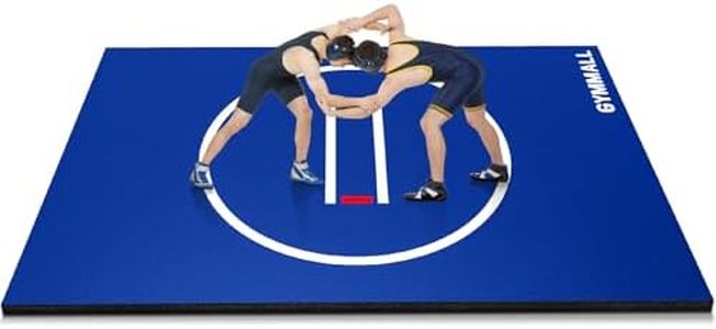 GYMMALL Wrestling Mat 6.6'x10' for Home Outdoor Indoor, 1.2" Thick Foldable XPE Jiu Jitsu Floor Exercise Mat for Gymnastics, PE Training, BJJ, MMA, Martial Art, Grappling, Judo, Boxing, Yoga - Blue
