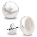 Secret & You Women Pearl Earrings Freshwater Cultured Pearls | Coin Pearls | 925 Sterling Silver mounts | Available in 11-12 mm, 12-13 mm and 13-14 mm