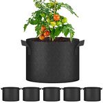 YSSOA 5-Pack 10 Gallon Grow Bags, Aeration Nonwoven Fabric Plant Pots with Handles, Heavy Duty Gardening Planter for Potato, Tomato, Vegetable and Fruits, Black