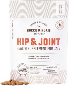 Rocco & Roxie Senior Cat Hip & Joint Supplements - Chicken Flavored Glucosamine Joint Supplement for Cats, Cat Arthritis Pain Relief, with Green Lipped Mussel, Made in USA, Over 300 Crunchy Chews