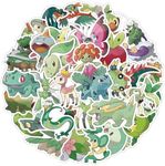 PEAK TOWN Cartoon Stickers,Vinyl Waterproof Stickers for Laptop,Bumper,Skateboard,Water Bottles,Computer,Phone,Cartoon Anime Stickers for Kids Teens Adult Male Female (Green Pokemon(50PC))